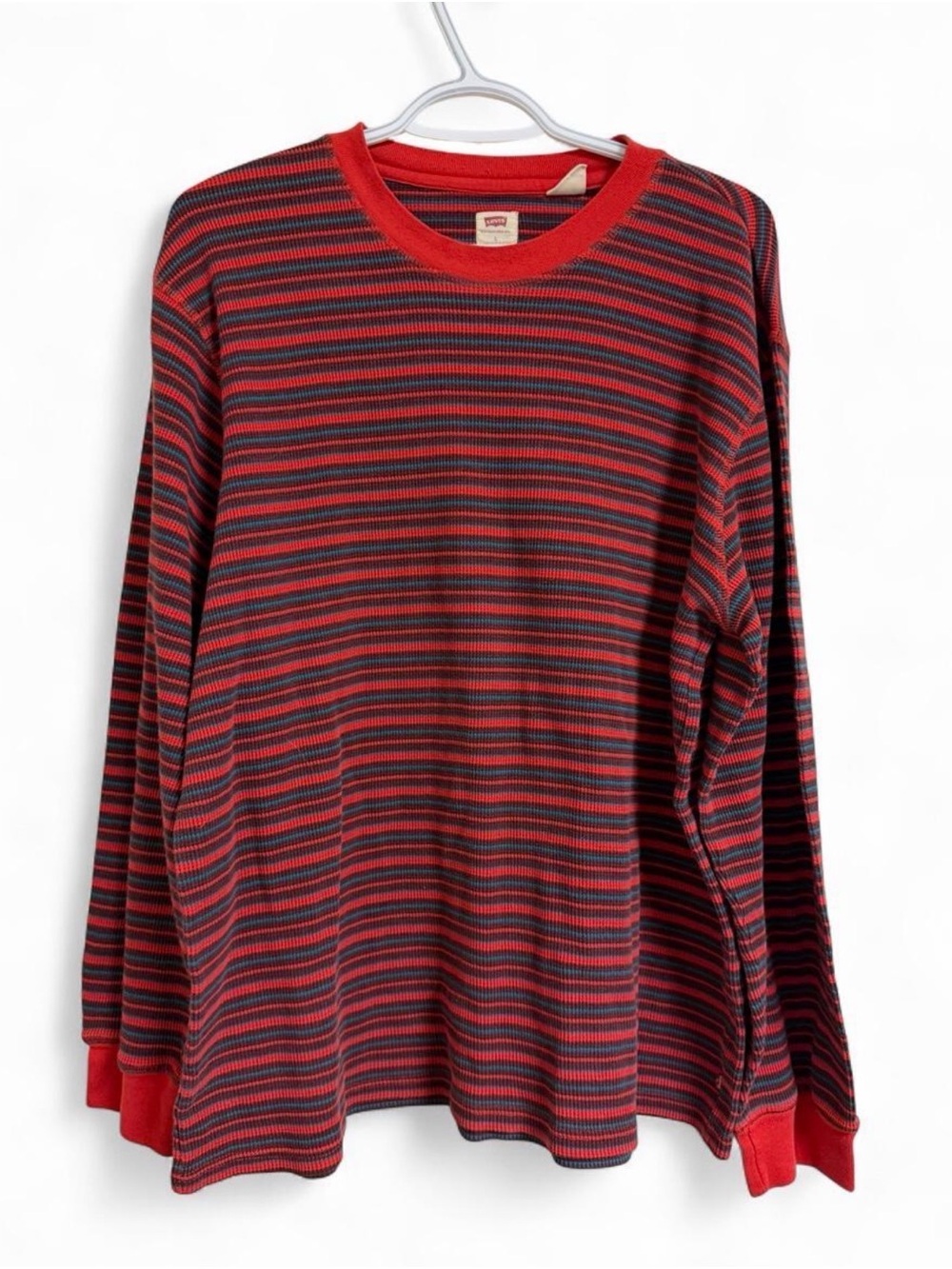 Levi's Red and Navy Striped Crewneck Sweater